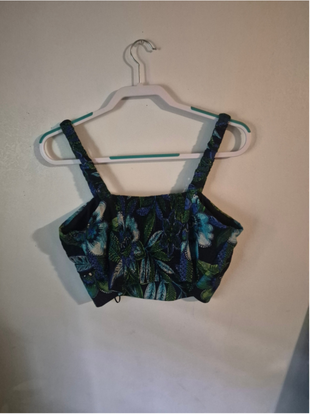 Women's Rachel Zoe Crop Top Size L Blue Green Floral Print - Picture 7 of 9